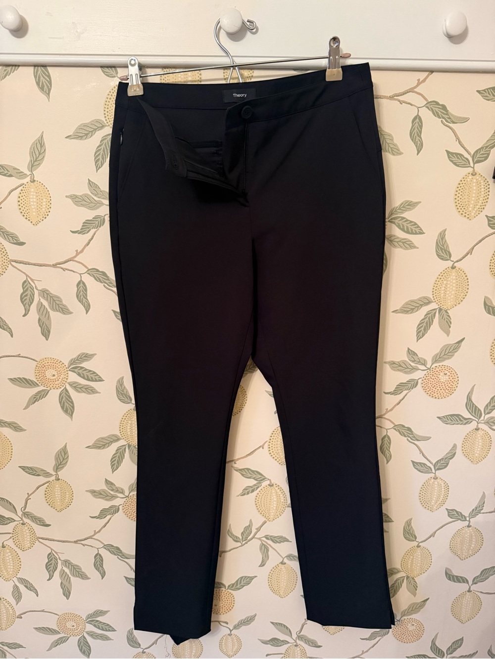 Theory Black Straight-Leg Tailored Pants